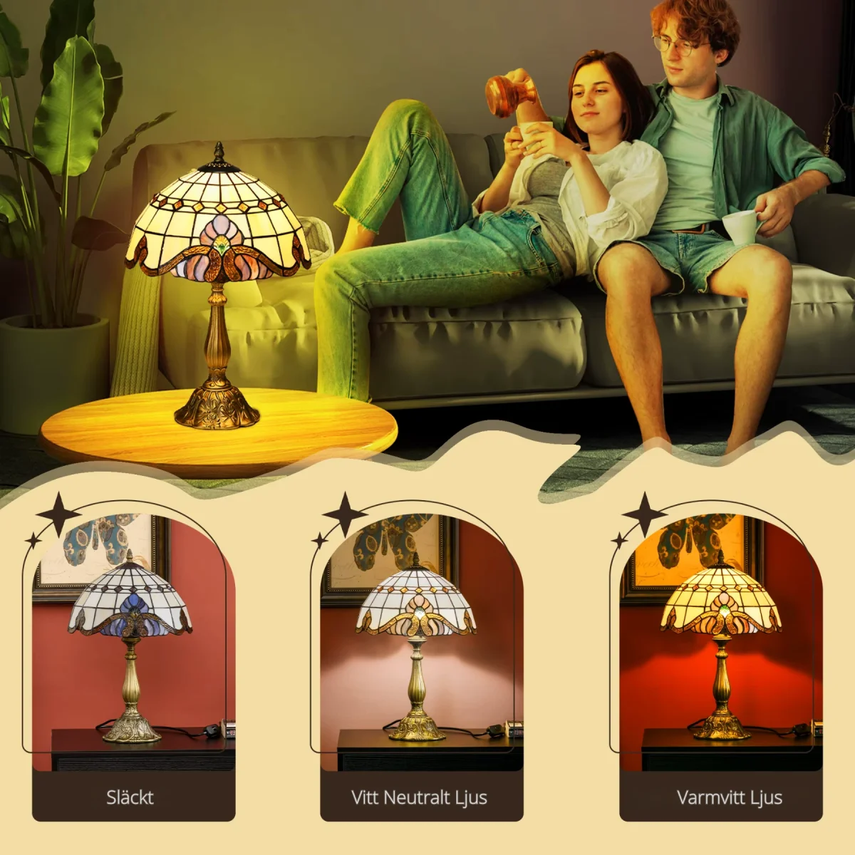 Klassisk Barock Retro Bordslampa i Tiffany-stil – Ø30×48 cm - Bild 7